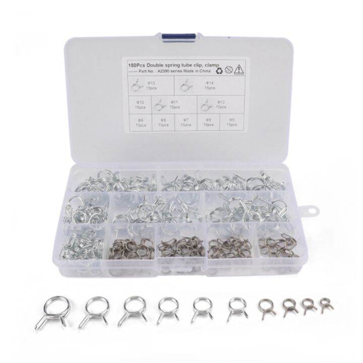 150pcs-set-stainless-steel-spring-clip-hose-clamp-fastener-fuel-line-hose-water-pipe-air-tube-car-plumbing-tools