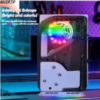 อุปกรณ์เสริมของ GUIRJP RGB ชั้นวางแนวตั้งฐานหม้อน้ำเคสระบายความร้อนไฟ LED พัดลมทำความเย็น