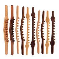 【YF】 Natural Wood Scraping Massage Stick Double Row 20 Beads Back Leg Body Massager Spa Therapy Tool Point Treatment Gua Sha Relax