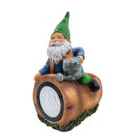 Solar Garden Gnome Decor - Fun Gnomish Resin Statue for Outdoor Gnome Solar Lights for Lawn Patio Balcony Porch