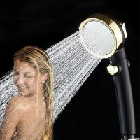 High Pressure Upgrade Shower Head 3 Modes Black Gold Handheld Adjustable Water Saving Pressurized Spray Nozzle Bathroom Supplies