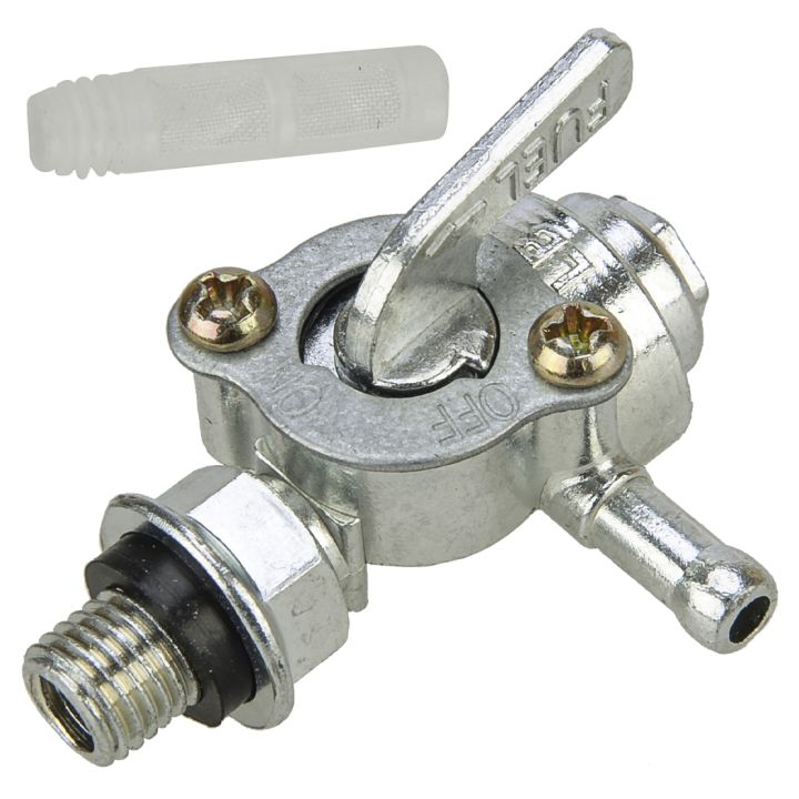 gas-engine-oil-fuel-tank-throttle-switch-shut-off-valve-pump-tap-petcock-gasoline-generator-silver-new