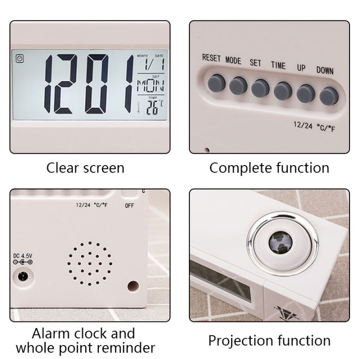 worth-buy-ฟังก์ชั่นเลื่อนนาฬิกาดิจิตอลเพดานนาฬิกาปลุกเครื่องฉายเครื่องฉายย้อนแสงสามารถหมุนได้โต๊ะเอนกประสงค์นาฬิกา