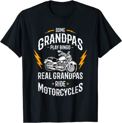 Mens Some Grandpas Play Bingo Real Grandpas Ride Motorcycles T-Shirt Funky Mens Tees Personalized Tshirts Cotton Casual
