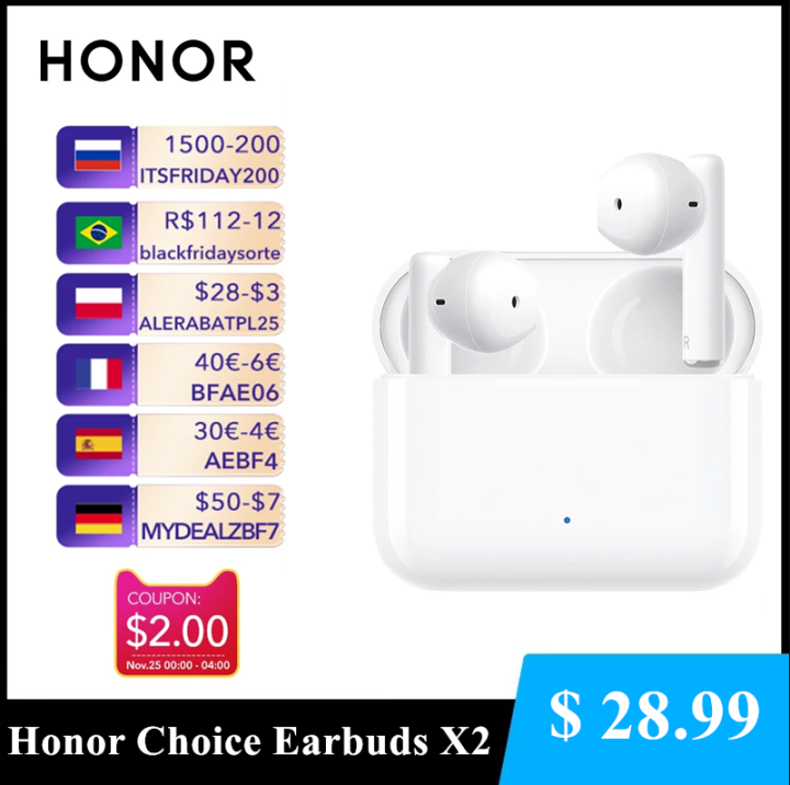 Original HONOR CHOICE Earbuds X2 TWS Bluetooth 5.2 Earbuds Dual-mic ...