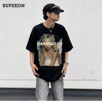 SUPEEON丨เสื้อยืดแขนสั้นแนววินเทจสำหรับคู่รัก,เสื้อแนวอเนกประสงค์ทรงหลวมฤดูร้อน