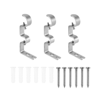 3Pcs/Set Curtain Rod Brackets Heavy Duty Double Rod Holders Durable Metal Curtain Rod Wall Brackets with Screw