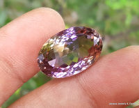 พลอย อเมทริน { Ametrine } พลอย 2 สี 18.13 ct. พลอยดิบธรรมชาติ ***#อัญมณีประจำราศีกุมภ์ (14 ก.พ. – 13 มี.ค.) :: -ขนาด 12.9 x 19.8 x 11.0 mm. -รูปทรง ไข่ -สี ม่วง+เหลือง -ความสะอาด VVS -ค่าความแข็ง 7 -ประเทศ AFRICA