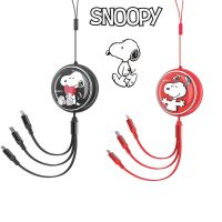 （A Boutique）✎ชุดสายข้อมูล Snoopy ของแท้ชาร์จ3 In 1 USB สำหรับ Huawei IPhone 14 13 12 11 Pro Micro Type C แบบเร็ว