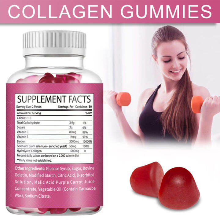 KPL Collagen Gummies 60 Count Strawberry Flavored Gummy Collagen ...