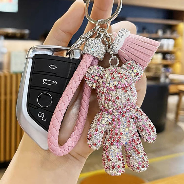 Padlock and Key Bag Charm Keychain Car Key Fob Bling 