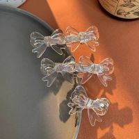 【cw】 Transparent Fairy Bow Duckbill Clip Style Simple All-Match Teenage Girls Romance Side Clip Cute and Graceful Hairpin Headdress