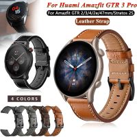 สายหนัง22มม. สำหรับ Huami Amazfit GTR 3 Pro GTR2สายนาฬิกาข้อมือ Amazfit GTR3/GTR4/ก้าว2E Stratos 3 2S GTR 47Mm Correa