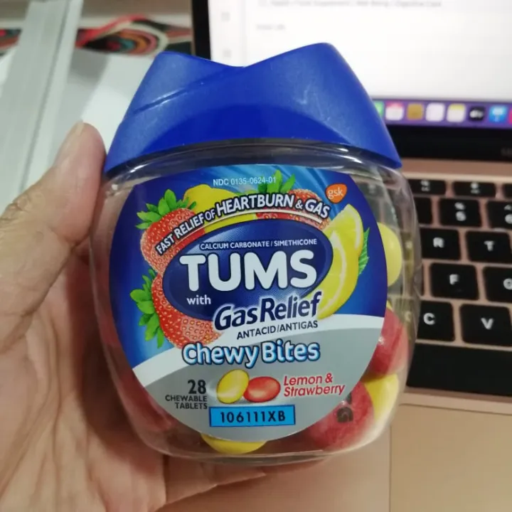 TUMS Chewy Bites with Gas Relief, Lemon & Strawberry, 28s Lazada PH