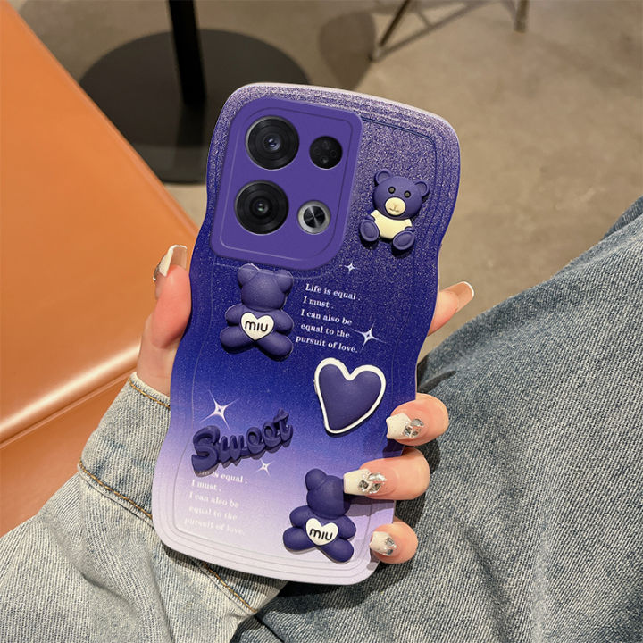 เคสนิ่ม-tpu-3มิติสำหรับ-oppo-reno-8-pro-เคส-oppo-reno-8pro-เคสแฟชั่นแบบพรีเมี่ยมไล่ระดับสี3d-แบบหัวใจหมีเคสป้องกัน