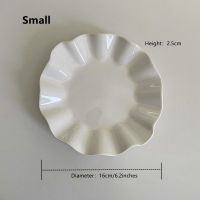 Cuife Cute White Small Ruffle Plastic Cake Plate Kitchen Breakfast Bread Dessert Sushi Plate Snack Restaurant Wedding Plate