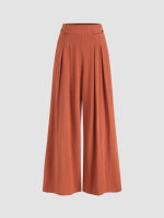 Cider Linen-blend Ruffle Wide Leg Trousers