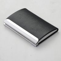 Direct selling stainless steel card holder metal stick thin PU card case with men and women fashion cardfile --A0509