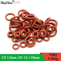 ❆ 10Pcs VMQ O Ring Seal Gasket Thickness CS 3mm OD 10 150mm Silicone Rubber Insulated Waterproof Washer Round Shape Nontoxi Red