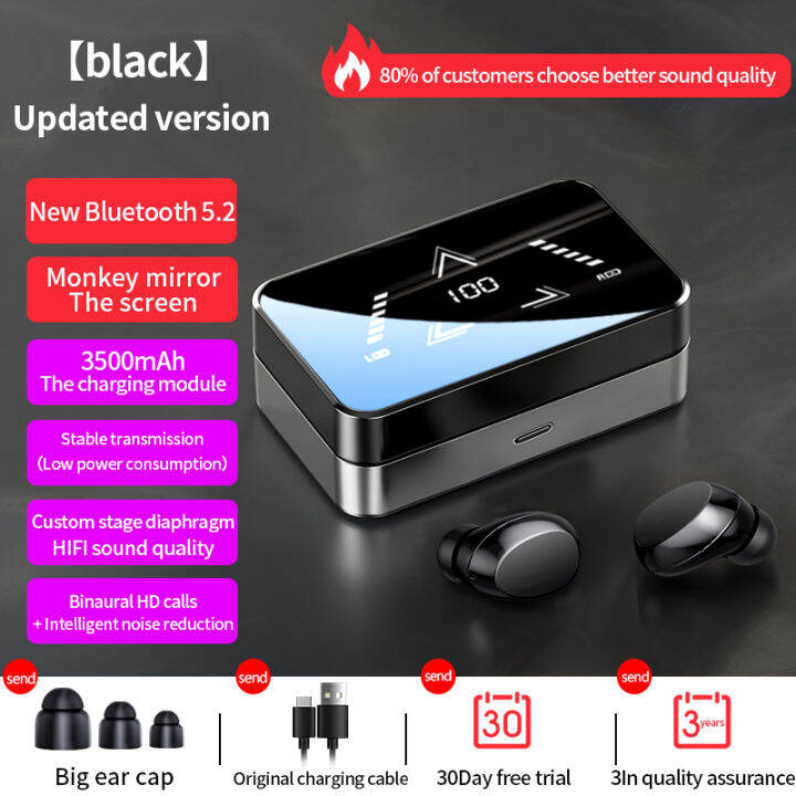 MC T5 Fashion Mirror Bluetooth Earphone 3500mAh Wireless Real Noice