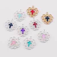 【CW】 10pcs 21x20mm lace love heart cross alloy pendant earrings necklace bracelet making handmade accessories