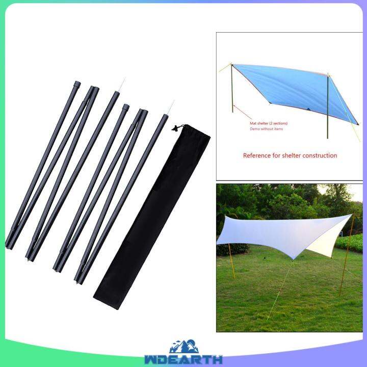 WDEarth 2 Pack Solid Tarp Poles 190cm Awning Tent Rod 4 Section