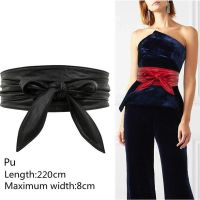 2023 Women Lace Up Belt New Bowknot Belts Longer Wide Bind Waistband Ties Bow Ladies Dress Decoration Fashion Pu Metarial