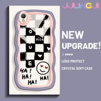 Jlingji เคสสำหรับ OPPO A37 A37F NEO 9เคสสีดำสีขาวสี่เหลี่ยมลายคลื่นโคลอร์ขอบ TPU ใสนุ่มเคสมือถือกันกระแทกทนต่อการสึกหรอเคสกล้องรูเข็มซิลิก้าเจลฝาครอบป้องกัน