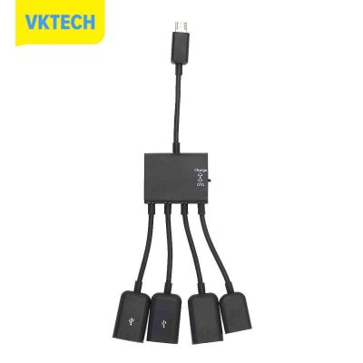[Vktech] 4พอร์ต Micro USB Power Charging OTG Hub Cable สำหรับ Samsung Android PC