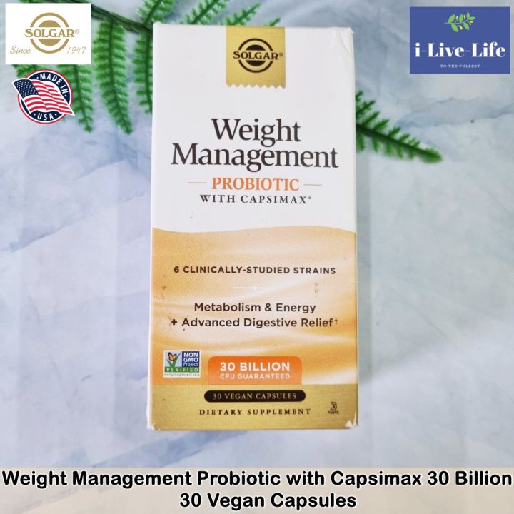 อาหารเสริมเพื่อการเผาผลาญ-และโปรไบโอติก-ช่วยย่อย-weight-management-probiotic-with-capsimax-30-vegan-capsules-solgar