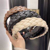 【CC】 TwinkLei Twist Braid Headband Non-slip Fashion Leather Hairband for Wide Hair Hoop Accessories