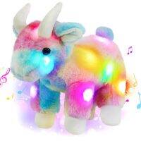 28ซม. Rainbow Musical Plush ของเล่นแพะตุ๊กตา LED Light ของขวัญตุ๊กตาสัตว์ Lullaby Luminous สำหรับเด็กผู้หญิงเด็ก ~