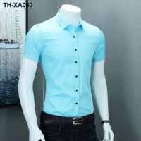 The spring and autumn period the smooth anti-wrinkle ice silk male business casual up wash long sleeve shirts with short sleeves