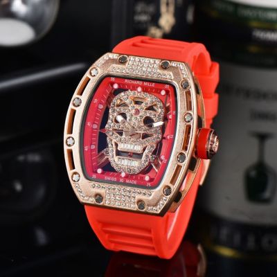 Hot Seller Wilber Pan hiphop with the same paragraph Richard watch male and female students diamond skull quartz hollow sports