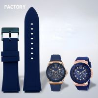 Rubber Watchband 22mm Blue Color Silicone Rubber Bracelet for Guess W0247G3 W0040G3 W0040G7 Watches Band Brand Sport Watch Strap