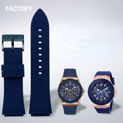 Rubber Watchband 22Mm Blue Color Silicone Rubber Bracelet For Guess W0247G3 W0040G3 W0040G7 Watches Band Brand Sport Watch Strap