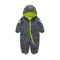 Soft shell and fleece jumpsuit for children 3-5 years old, suitable for boys with a height of 86cm-92cm, waterproof fabric