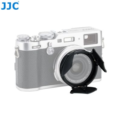 JJC Camera Auto Lens Cap Self-Retaining Black Silver Automatic Lens Protector for Fujifilm X100V X100T X100F X100S X70 X100