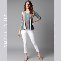 {**ส่งฟรี**} SMALL INDIA ? Premium Multicolor Cotton Top เสื้อท็อป ? Kurti Top Only