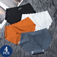 4Pcs/Set Seamless Underwear Silk Womens Panties 3XL Tangas Lady Ruffle Underpants 4 Pieces Girls Briefs Panty Sexy Lingerie 4PC