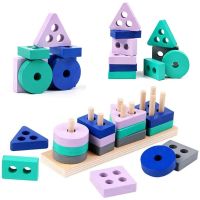 Montessori Toy Wooden Building Blocks Early Kids Education Learning Toys - Color amp; Shape - Aliexpress