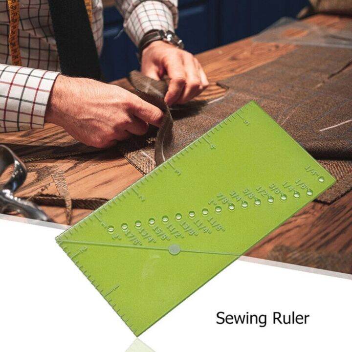 GANTUR Sewing Tool Seam Ruler 1/8 To 2 Inch Straight Line Hems DIY