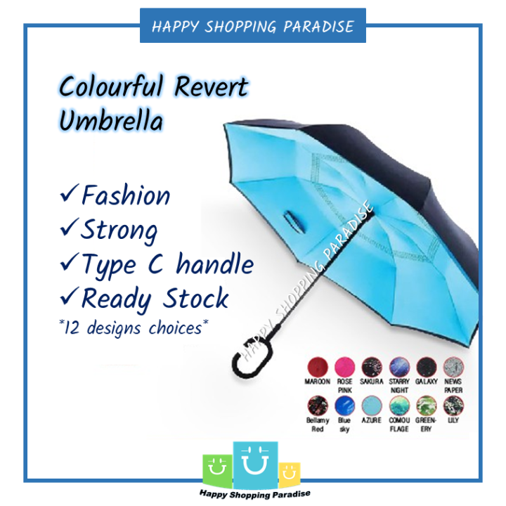 [Ready Stock] Reverse Inverted Umbrella, Payung Tutup Terbalik, Double ...