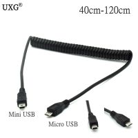 Micro USB B 5 Pin Male To Mini USB B 5 Pin Male Spiral Coiled Adapter Cable 3FT