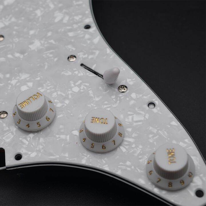 รถปิคอัพ-pickguard-กีตาร์ไฟฟ้าคอยล์เดี่ยวโหลดไว้ล่วงหน้า11หลุมกีตาร์อุปกรณ์สีขาวมุกแดง-ขาว