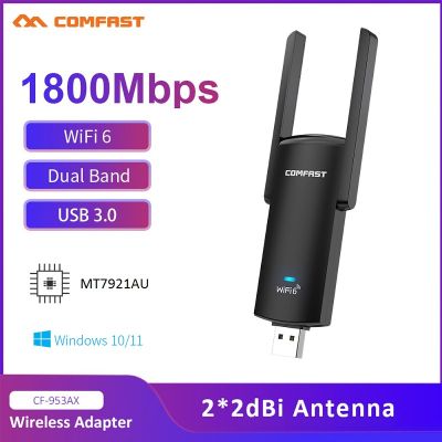 COMFAST WiFi 6อะแดปเตอร์ USB Dual Band USB3.0ไร้สาย Wi-Fi Dongle ไดรฟ์ฟรีการ์ดเครือข่าย WiFi6อะแดปเตอร์สำหรับแล็ปท็อปพีซี
