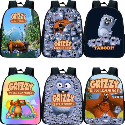 GRIZZY AND THE LEMMINGS Backpack for Boys Girls Kindergarten School Bags Children Cartoon Lemmings Bear Rucksack Kids Bookbags
