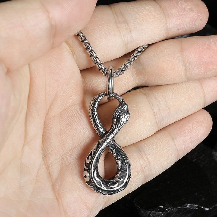 jdy6h-european-and-american-infinite-snake-necklace-for-men-personality-charm-8-shaped-stainless-steel-snake-animal-pendant-jewelry