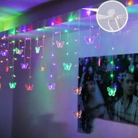 ZZOOI Christmas LED Butterfly Curtain Lights Icicle Fairy Garland String Lights 220V/110V for Home Party Garden Holiday Decor EU Plug