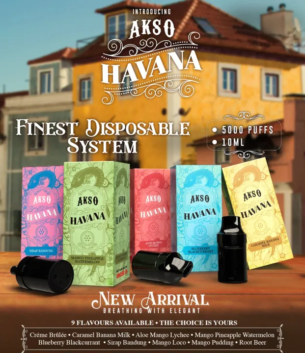 AKSO HAVANA 5000 PUFFS 10ML PREFILLED Adjustable Voltage Premium LEATHER  BODY FINEST DISPOSABLE SYSTEM | Lazada